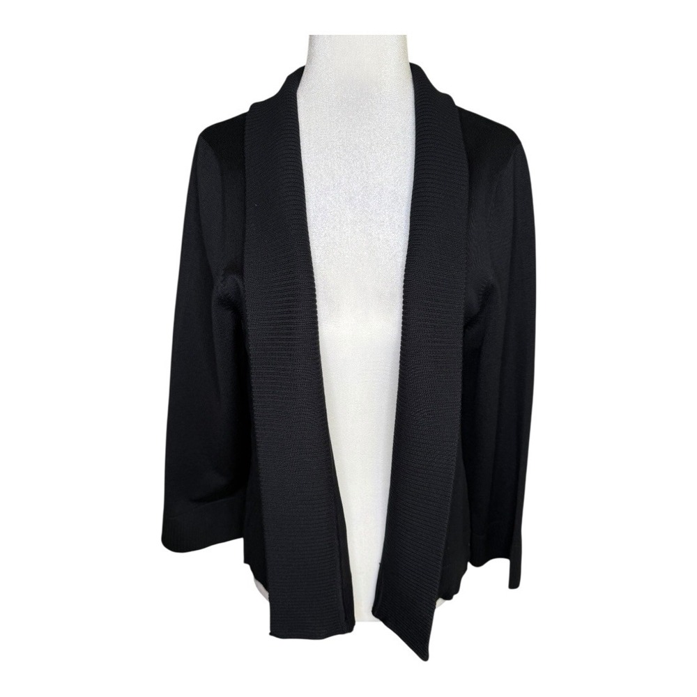 Grace Elements Womens Cardigan XL Black Open Front Knit Career Casual Classic